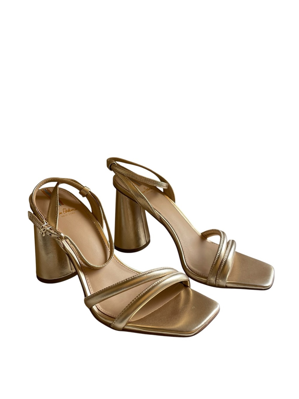 Sam Edelman Kia Block Heel Sandals in Gold Leaf Leather NEW - Picture 4 of 16